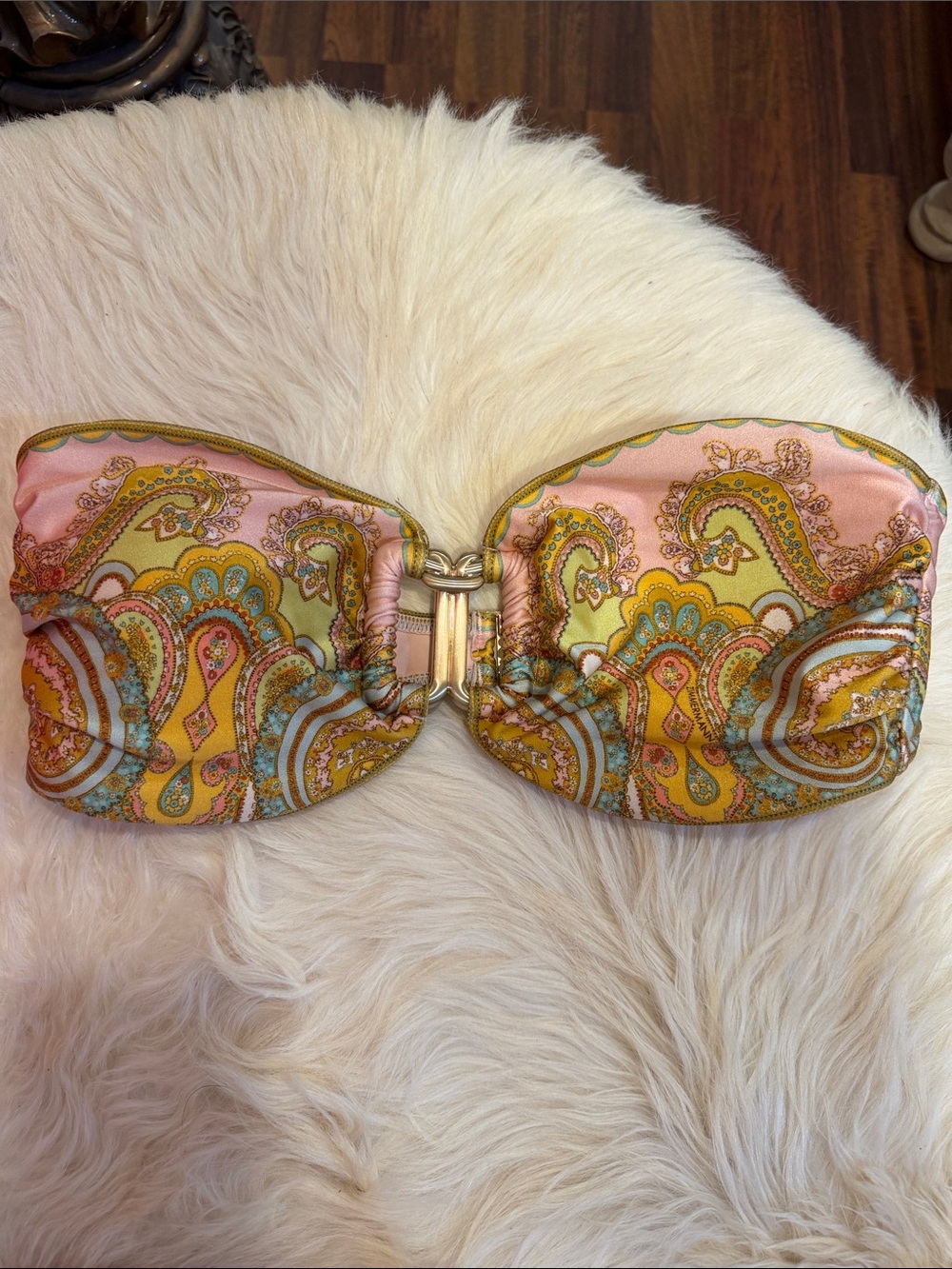 Zimmermann Pink, Gold & Aqua Paisley Bandeau Bikini Set - Picture 8 of 15